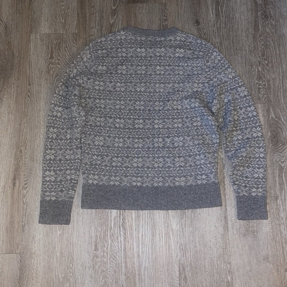 J. Crew Gray and White Crewneck Sweater Fair Isle Pattern 100% wool men’s Large - Picture 6 of 6